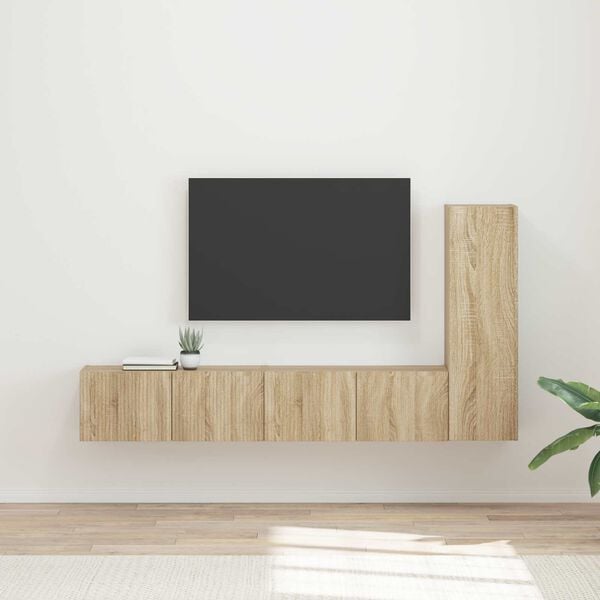 vidaXL Ensemble meuble TV 3 pcs Ch&ecirc;ne Sonoma Bois d'ing&eacute;nierie