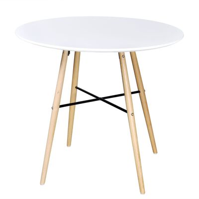 1 table ronde + 2 chaises sans accoudoirs blanches