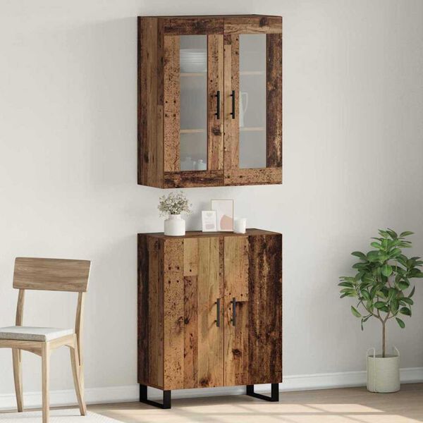 vidaXL Haut Armoire 2 pcs Bois ancien Bois d'ing&eacute;nierie