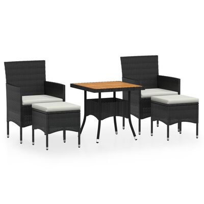 vidaXL Ensemble à manger de jardin 5 pcs Résine tressée et acacia Noir