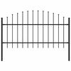 vidaXL Cl&ocirc;ture de jardin avec dessus en forme de lance en acier 181 x 125 cm Noir