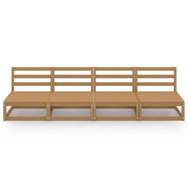 vidaXL Canap&eacute; &agrave; 4 places de jardin Marron miel Bois de pin solide