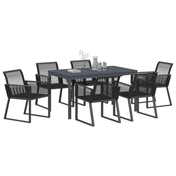 vidaXL Ensemble de salle &agrave; manger pour jardin 7 pcs Noir polyrotin