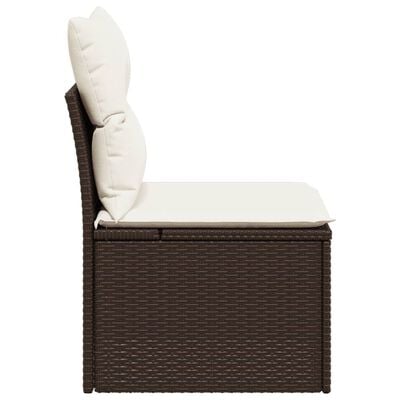 vidaXL Chaise de jardin sans accoudoirs avec coussins marron rotin