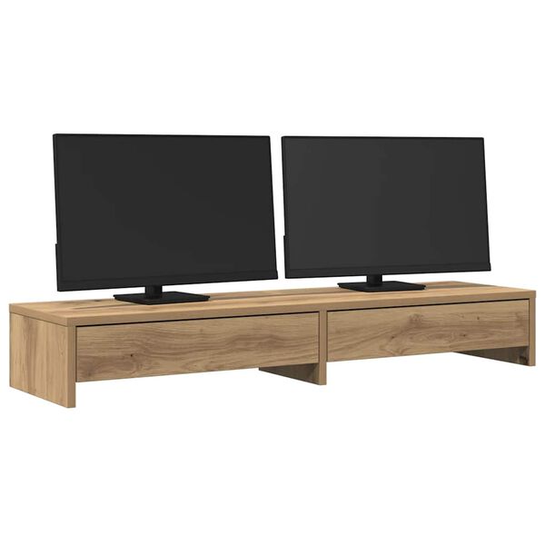 vidaXL Support de moniteur et tiroirs ch&ecirc;ne artisanal bois ing&eacute;nierie