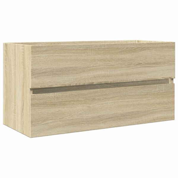 vidaXL Ensemble de meubles de bain 2pcs c&eacute;ramique et bois d'ing&eacute;nierie