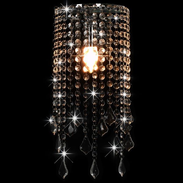 vidaXL Plafonnier et perles cristal Argent&eacute; Rectangulaire Ampoules E14