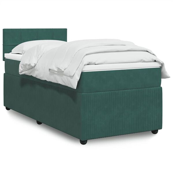 vidaXL Sommier &agrave; lattes de lit avec matelas Vert fonc&eacute; 100x200 cm