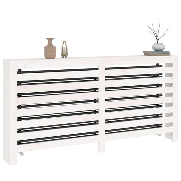 vidaXL Cache-radiateur Blanc 169x19x84 cm Bois massif de pin