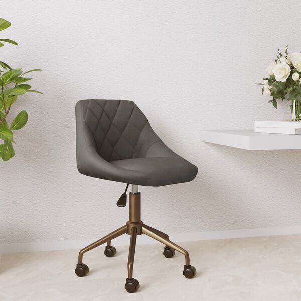 vidaXL Chaise pivotante &agrave; manger Gris fonc&eacute; Velours