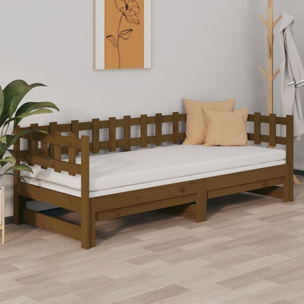vidaXL Lit coulissant sans matelas marron miel 2x(90x200) cm