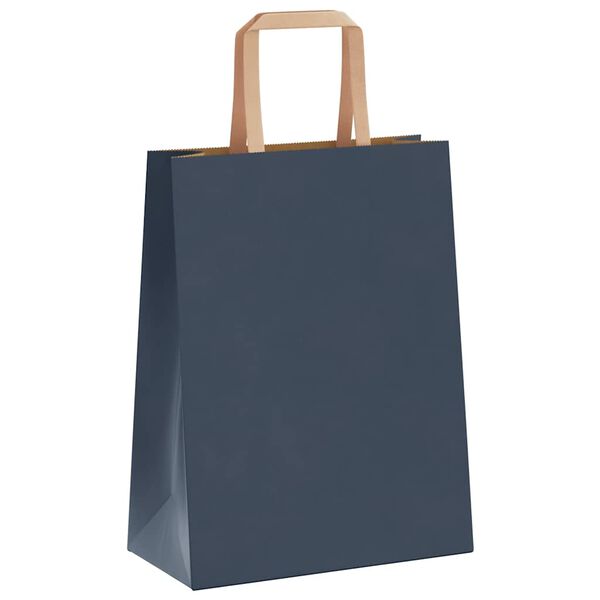 vidaXL Sacs en papier 50 pcs avec poign&eacute;es bleu 21x11x28 cm