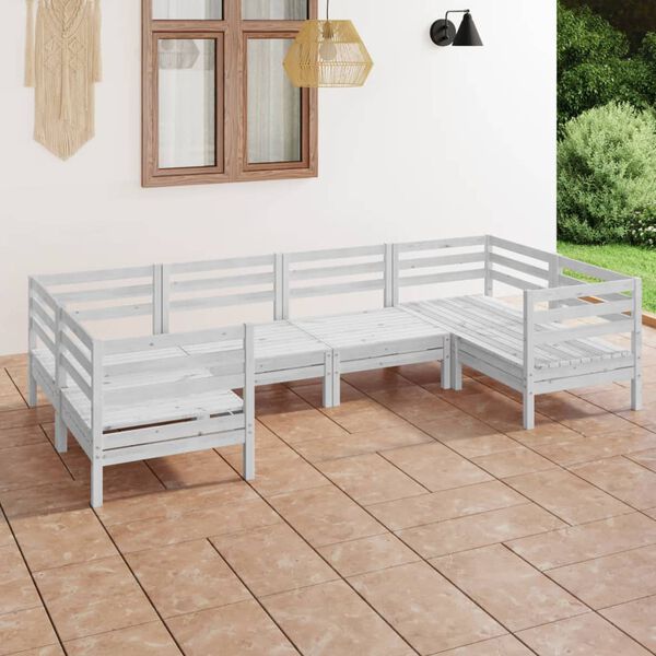 vidaXL Salon de jardin 6 pcs Blanc Bois de pin massif
