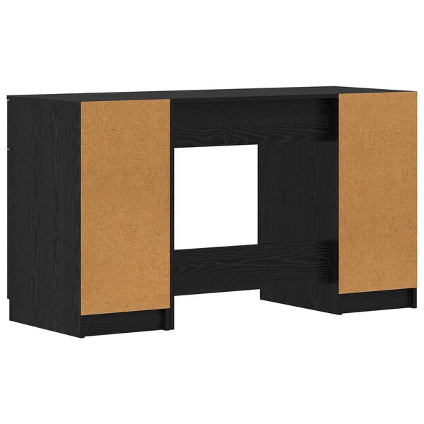 vidaXL Bureau avec porte Chêne noir 133 x 50 x 75 cm Bois d'ingénierie