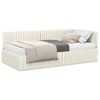 vidaXL Cadre de lit d'angle avec matelas 2 pc Cr&egrave;me Velours