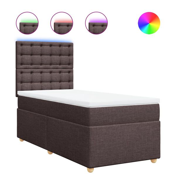 vidaXL Sommier &agrave; lattes de lit avec matelas Marron fonc&eacute; 90x190 cm