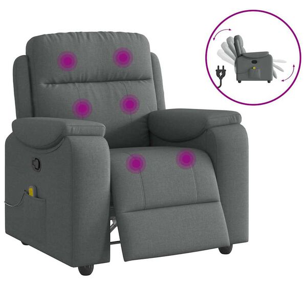 vidaXL Fauteuil de massage inclinable Gris fonc&eacute; Tissu