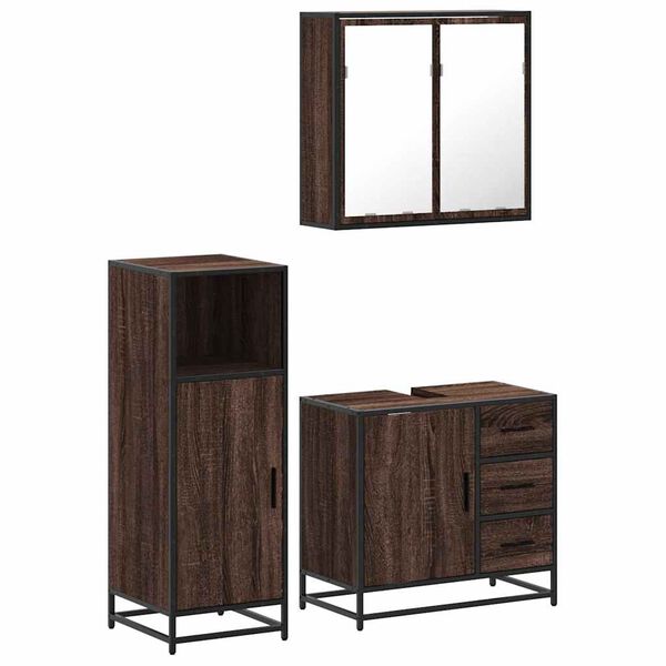 vidaXL Ensemble de meubles de salle de bain 3 pcs Ch&ecirc;ne marron