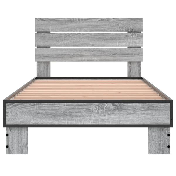 vidaXL Cadre de lit sans matelas sonoma gris 75x190 cm