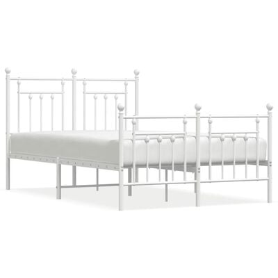 vidaXL Cadre de lit métal sans matelas et pied de lit blanc 135x190 cm