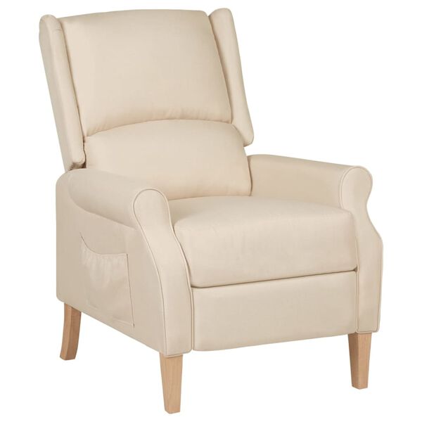 vidaXL Fauteuil inclinable Cr&egrave;me Tissu