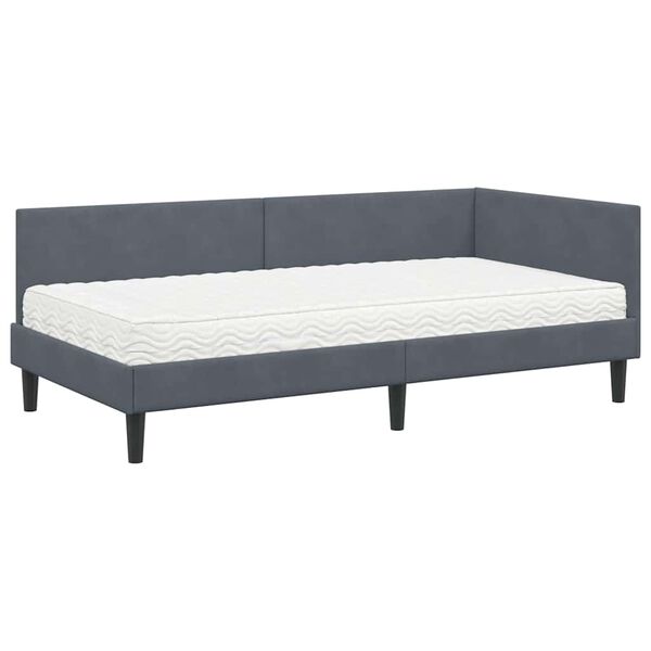 vidaXL Cadre de lit d'angle avec matelas Autre 2 pcs Gris Velours