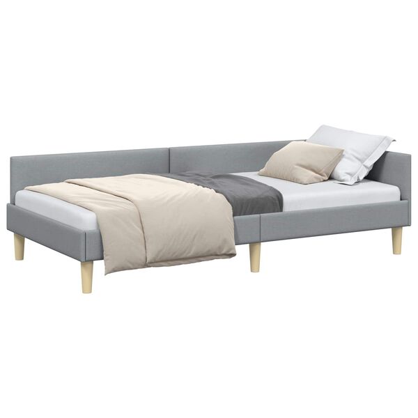 vidaXL Cadre de lit d'angle Gris clair 90 x 200 cm tissu