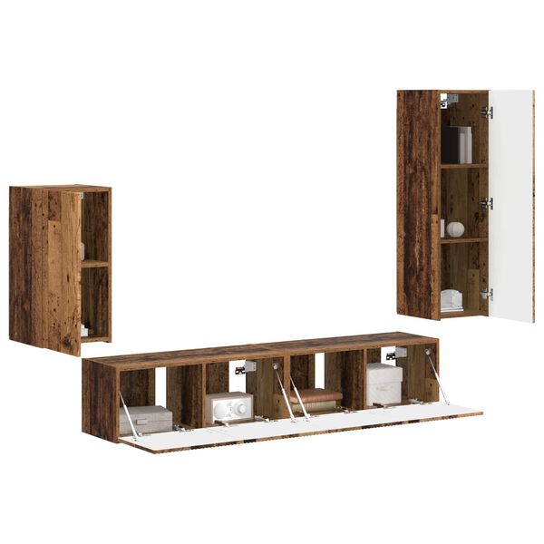 vidaXL Ensemble meuble TV 4 pcs Bois ancien Bois d'ing&eacute;nierie
