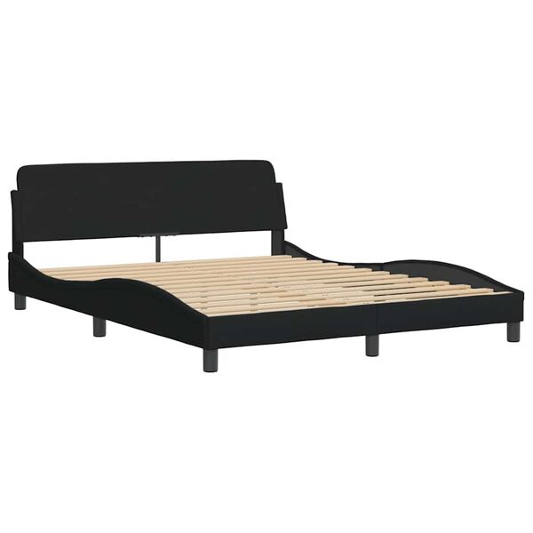 vidaXL Cadre de lit Dover noir 160x200 cm tissu