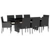 vidaXL Ensemble &agrave; manger de jardin 9pcs coussins noir r&eacute;sine tress&eacute;e