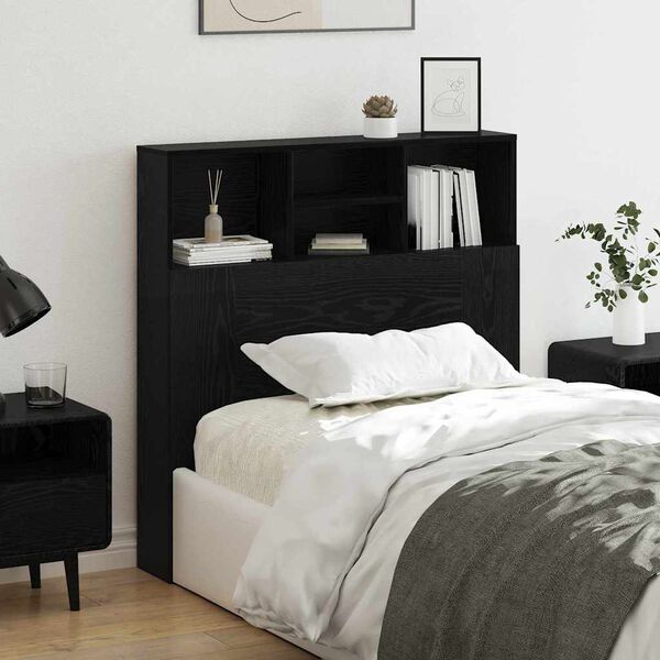 vidaXL Cabinet de T&ecirc;te de Lit Ch&ecirc;ne noir 100 x 19 x 103,5 cm