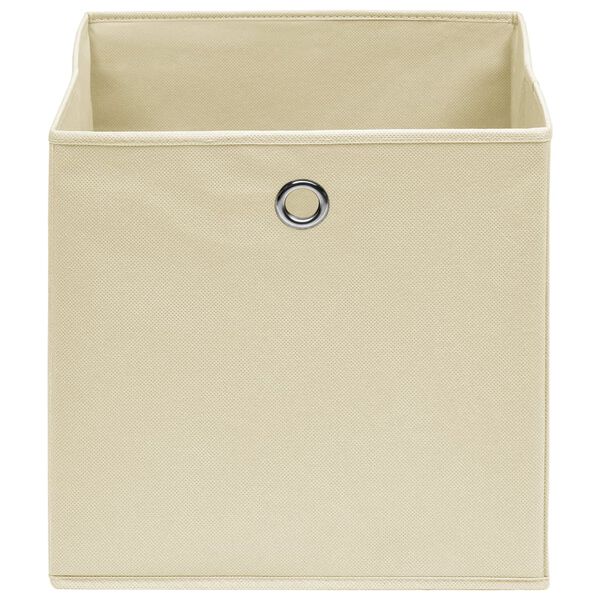 vidaXL Bo&icirc;tes de rangement 10 pcs Cr&egrave;me 32x32x32 cm Tissu