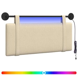 vidaXL T&ecirc;te de lit suspendue Avec lumi&egrave;re LED Cr&egrave;me Tissu