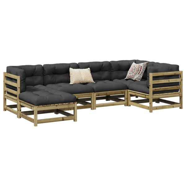 vidaXL Salon de jardin 6 pcs bois de pin impr&eacute;gn&eacute;