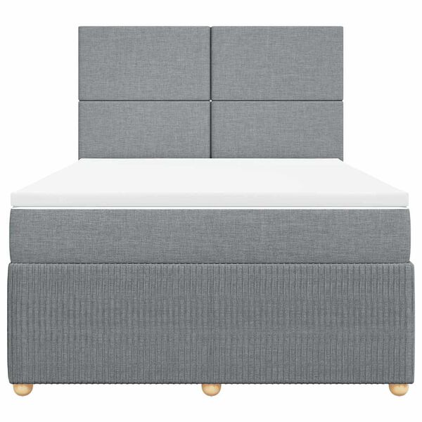 vidaXL Sommier &agrave; lattes de lit avec matelas Gris clair 160x200cm Tissu