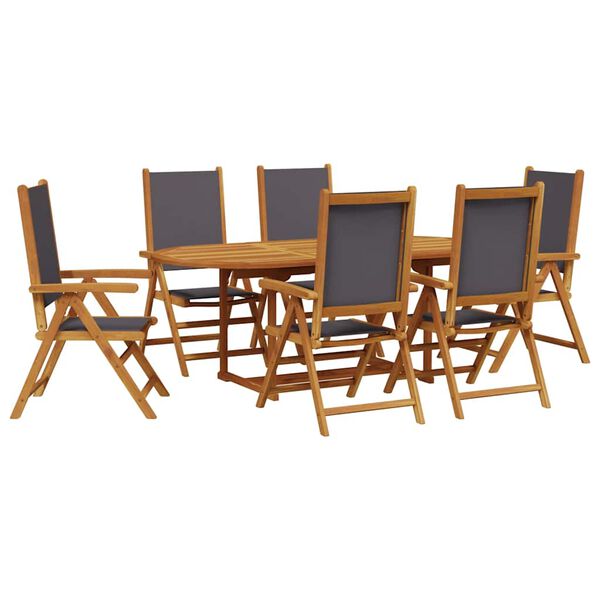 vidaXL Ensemble &agrave; manger de jardin 7 pcs anthracite tissu bois massif