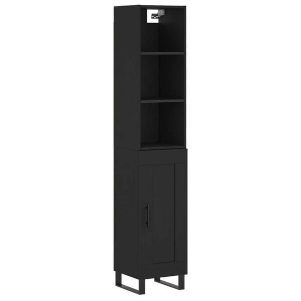 vidaXL Buffet haut Noir 34,5x34x180 cm Bois d'ing&eacute;nierie