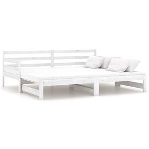 vidaXL Lit coulissant Blanc Bois de pin massif 2x(90x200) cm