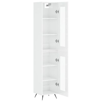 vidaXL Buffet haut Blanc brillant 34,5x34x180 cm Bois d'ingénierie