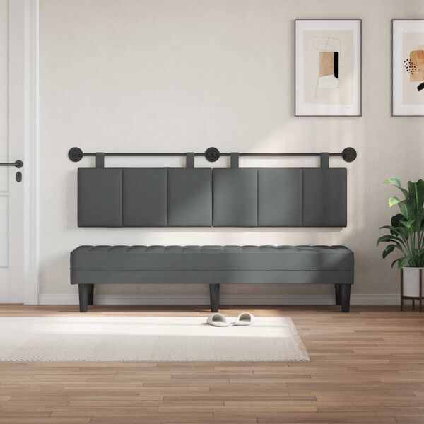 vidaXL T&ecirc;te de lit suspendue Ray&eacute; Gris fonc&eacute; 170 x 55 x 5 cm tissu