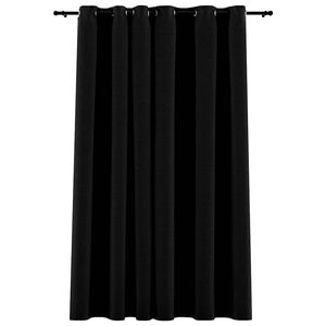 vidaXL Rideau occultant Aspect de lin avec &oelig;illets Noir 290x245 cm