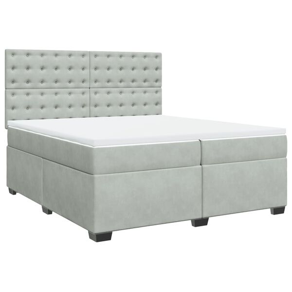 vidaXL Sommier &agrave; lattes de lit et matelas Gris clair 200x200cm Velours