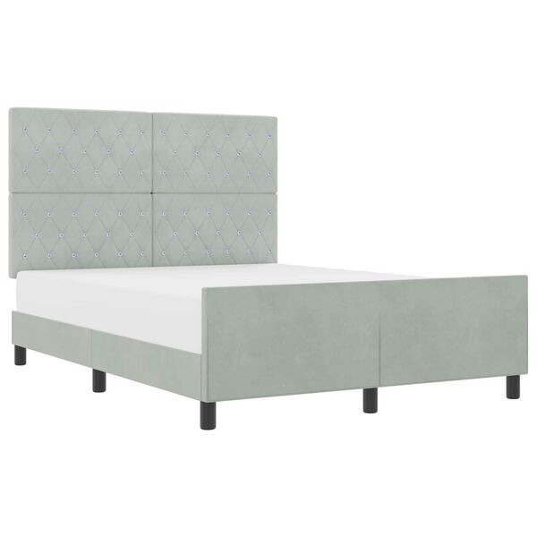 vidaXL Lit &agrave; ressorts avec t&ecirc;te de lit Gris clair 140 x 190 cm Velours