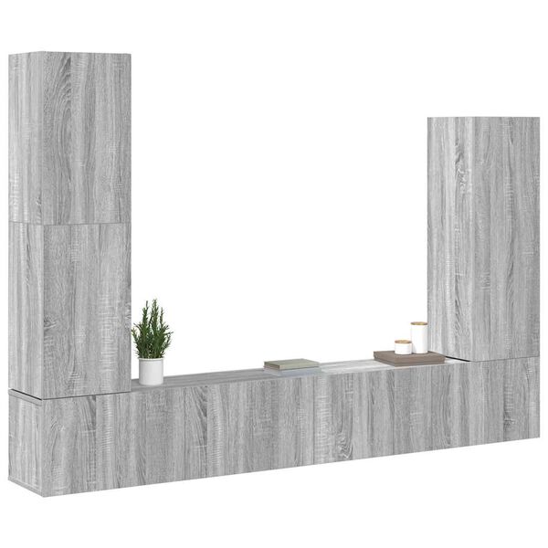 vidaXL Ensemble de meubles TV 4 pcs Sonoma gris Bois d'ing&eacute;nierie