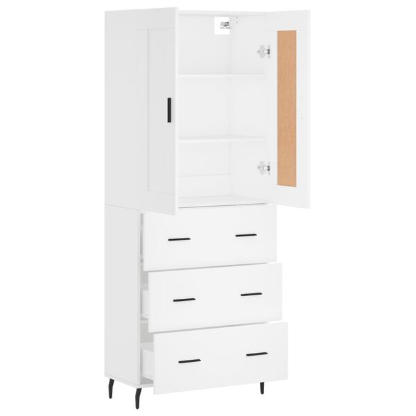 vidaXL Buffet haut Blanc 69,5x34x180 cm Bois d'ing&eacute;nierie