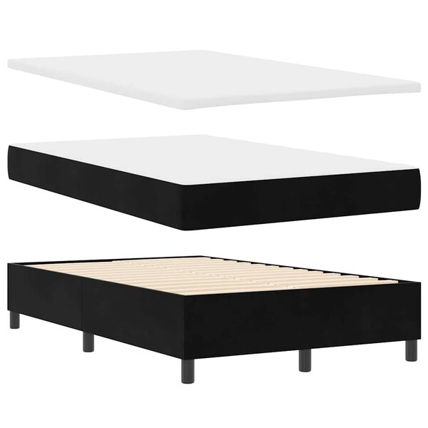 vidaXL Lit &agrave; ressorts avec matelas Noir 120 x 190 cm Velours