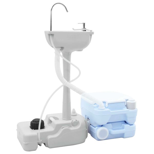 vidaXL Toilette de Camping 2 pcs Bleu et Blanc