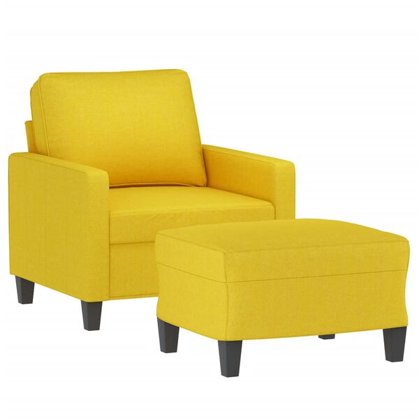 vidaXL Fauteuil avec repose-pied Jaune clair 60 cm Tissu