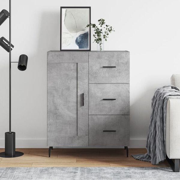 vidaXL Buffet gris b&eacute;ton 69,5x34x90 cm bois d'ing&eacute;nierie
