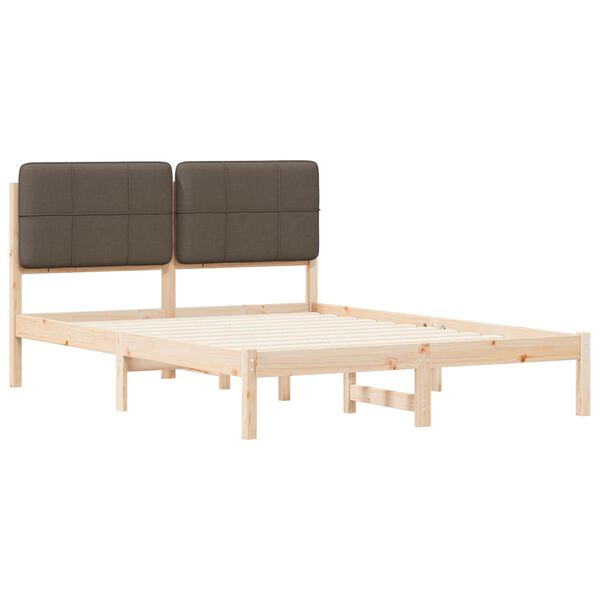 vidaXL Cadre de lit avec t&ecirc;te de lit rembourr&eacute;e Taupe 135 x 190 cm